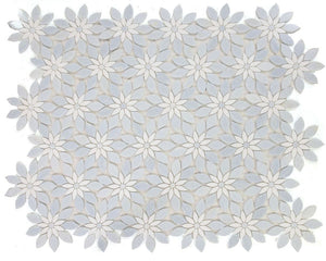 Elysium Tiles Daisy Bloom Ocean 11.75" x 13.25" Mosaic Tile