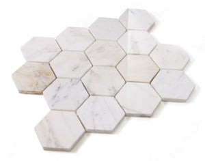 Elysium Tiles Hexagon Calacatta Gold Polished 10" x 11.5" Mosaic Tile