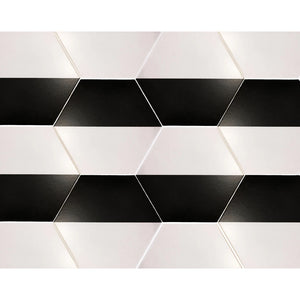 Ottimo Ceramics Neo LJ022 Black & White Halves 8" x 9" Mosaic Tile