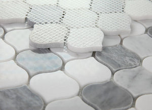 Elysium Tiles Water Drop Silver Grey 10.75" x 11" Mosaic Tile
