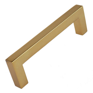 95mm (3.75") Center to Center Satin Gold Solid Square Bar Pull Cabinet Hardware Handle