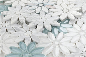 Elysium Tiles Daisy Blue 10" x 11.25" Mosaic Tile
