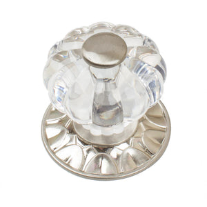32mm (1.25") Clear Acrylic Melon Cabinet Knob with Satin Nickel Backplate