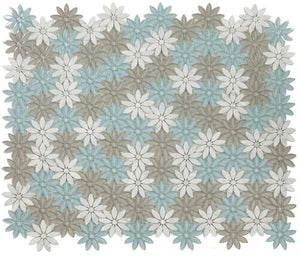 Elysium Tiles Daisy White Sky 10" x 11.25" Mosaic Tile