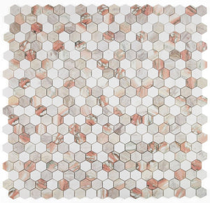 Elysium Tiles Hexagon Rose 11.75" x 12" Mosaic Tile