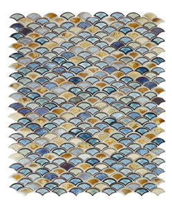 Elysium Tiles Dragon Scale Olive 10" x 12" Mosaic Tile