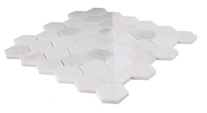 Elysium Tiles Hexagon Snow White Polished 11.75" x 12" Mosaic Tile