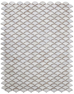 Elysium Tiles Dragon Scale Fancy White 9.75" x 12" Mosaic Tile