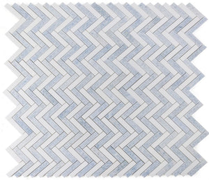 Elysium Tiles Herringbone Crystal Ocean 11.25" x 11.25" Mosaic Tile