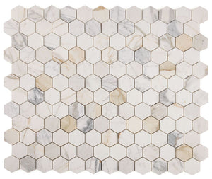Elysium Tiles Hexagon Calacatta Gold Honed 10" x 11.5" Mosaic Tile