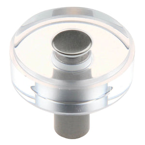 38mm (1.5") Satin Nickel Round Modern Clear Acrylic Cabinet Knob