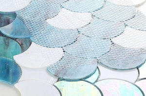 Elysium Tiles Newport Scale Ocean 9.5" x 9.75" Mosaic Tile
