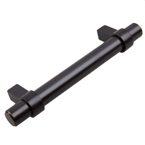 95mm (3.75") Center to Center Matte Black European Solid Steel Bar Pull Cabinet Hardware Handle