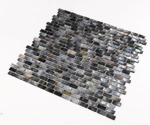 Elysium Tiles Pearl Black Mini Brick 11.25" x 11.25" Mosaic Tile