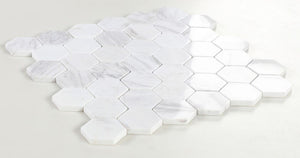 Elysium Tiles Hexagon White 11.75" x 11.75" Mosaic Tile