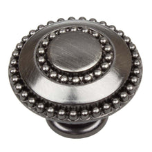Load image into Gallery viewer, 35mm (1.375&quot;) Brushed Pewter Round Double Ring Beaded Cabinet Knob
