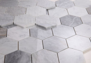 Elysium Tiles Hexagon City Grey 10.25" x 11.75" Mosaic Tile