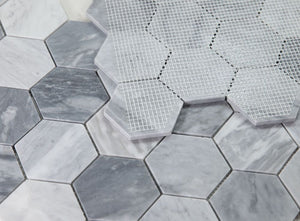 Elysium Tiles Hexagon Mix Grey 10.25" x 11.75" Mosaic Tile