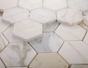 Elysium Tiles Hexagon Calacatta Gold Honed 10" x 11.5" Mosaic Tile