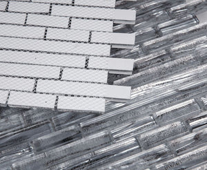 Elysium Tiles Linear Shell Silver 11.75" x 12" Mosaic Tile
