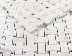 Elysium Tiles Cross White 12" x 12" Mosaic Tile
