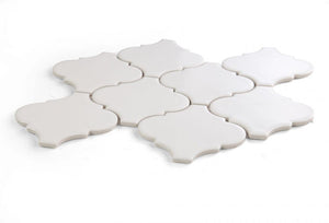 Elysium Tiles Snowglass Arabesque 9.75" x 11.75" Mosaic Tile