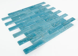 Elysium Tiles Hot Long Clear Blue 12" x 12.75" Mosaic Tile