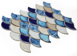 Elysium Tiles Dragon Scale Blue 10" x 12" Mosaic Tile