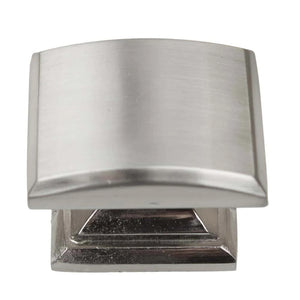 32mm (1.25") Satin Nickel Domed Convex Square Cabinet Knob