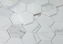 Load image into Gallery viewer, Elysium Tiles Hexagon Calcatta White Honed 10.25&quot; x 11.75&quot; Mosaic Tile
