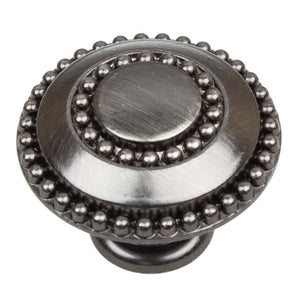 35mm (1.375") Weathered Nickel Round Double Ring Beaded Cabinet Knob