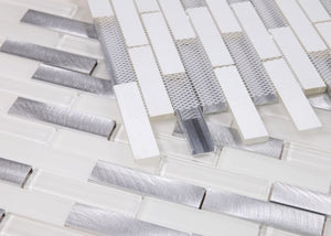 Elysium Tiles Linear Aluminum 11.75" x 11.75" Mosaic Tile