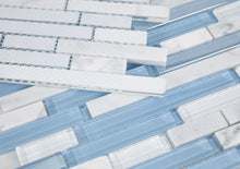 Load image into Gallery viewer, Elysium Tiles Linear Carrara Blue 11.75&quot; x 12&quot; Mosaic Tile
