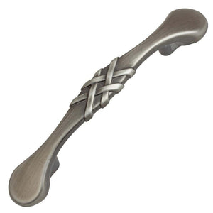 76mm (3") Center to Center Satin Pewter Classic Braided Pull Cabinet Hardware Handle