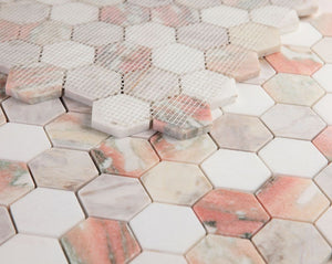 Elysium Tiles Hexagon Rose 11.75" x 12" Mosaic Tile