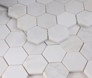 Elysium Tiles Hexagon Snow White Polished 11.75" x 12" Mosaic Tile