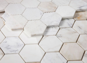 Elysium Tiles Hexagon Calacatta Gold Polished 10" x 11.5" Mosaic Tile