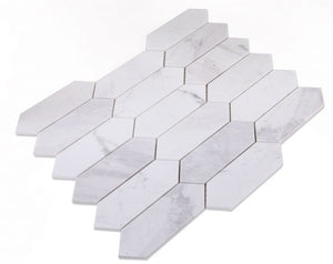 Elysium Tiles Elongated Hex White 11.75" x 15" Mosaic Tile