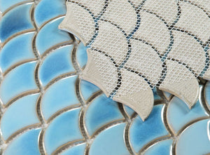 Elysium Tiles Dragon Scale Sky 9.75" x 12" Mosaic Tile