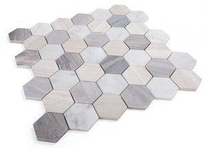 Elysium Tiles Hexagon Blue 11.75" x 12" Mosaic Tile