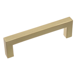 95mm (3.75") Center to Center Satin Gold Solid Square Bar Pull Cabinet Hardware Handle