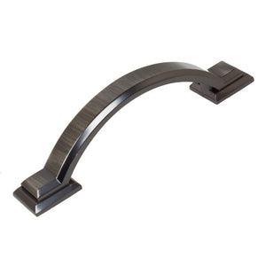 76mm (3") Center to Center Brushed Pewter Arched Square Pull Cabinet Hardware Handle