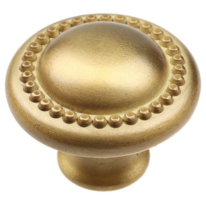 32mm (1.25") Brass Gold Transitional Round Beaded Cabinet Knob