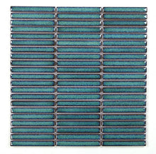 Load image into Gallery viewer, Elysium Tiles Hulu Turquoise Band 11&quot; x 11.5&quot; Mosaic Tile
