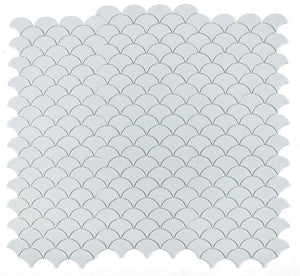 Elysium Tiles Snowglass Scale Ripple Polished 11.5" x 12" Mosaic Tile