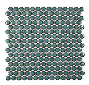 Elysium Tiles Penny Round Turquoise 11.5" x 12.25" Mosaic Tile