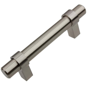 95mm (3.75") Center to Center Brushed Stainless Steel European Solid Steel Bar Pull Cabinet Hardware Handle