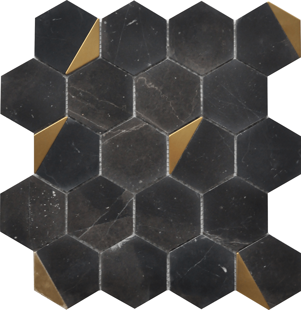 Roca Tiles Rockart Collection Nero Marquina Hexagon 12