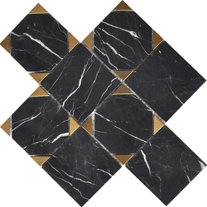 Roca Tiles Rockart Collection Nero Marquina Square 9" x 9" Mosaic Tile