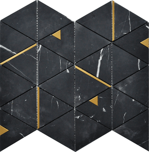 Roca Tiles Rockart Collection Nero Marquina Triangle 12" x 14" Mosaic Tile